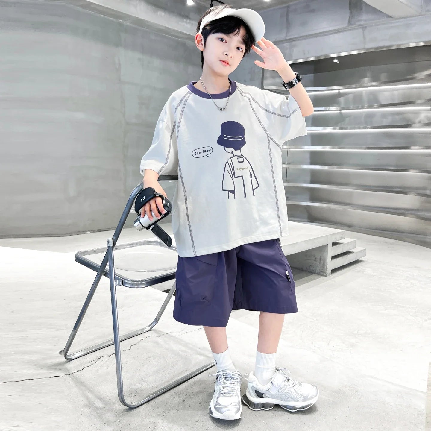 Teenage Summer Tracksuit for Boy with Shorts Tshirt 2 Piece Top and Bottom Clothes Set Kids Child Casual Cotton Outfit Suit Wear