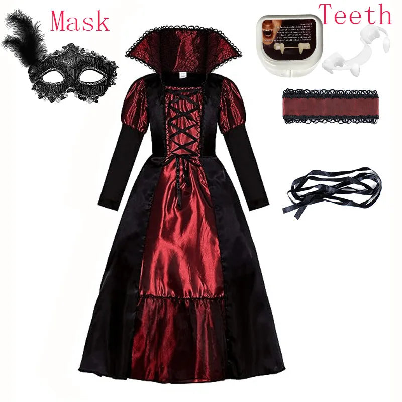European and American Vintage Ball Gown Princess The Middle Age Upper Class Frock Girls Halloween Vampire Cosplay Costume Dress