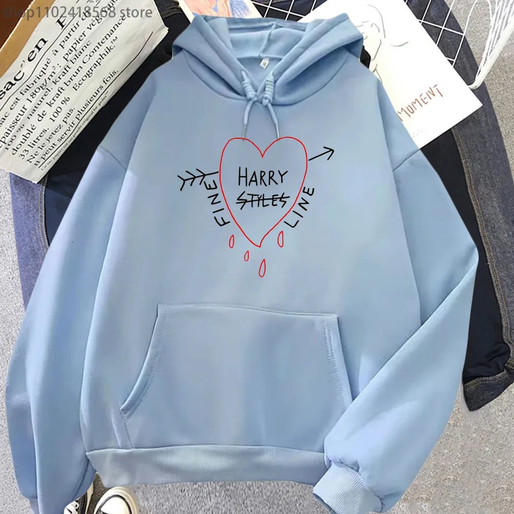 Happy Fine Line Print Hoodeis Harry Styles Treat People Kindness Fashionable Sweatshirts Women's Top Men Clothing Y2k Pullover