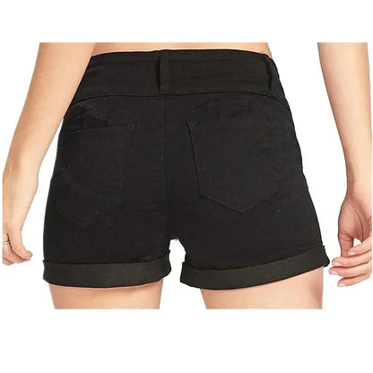 Women's New Summer Fashion Waistband Denim Stretch Fabric Shorts Casual Versatile Street Shorts