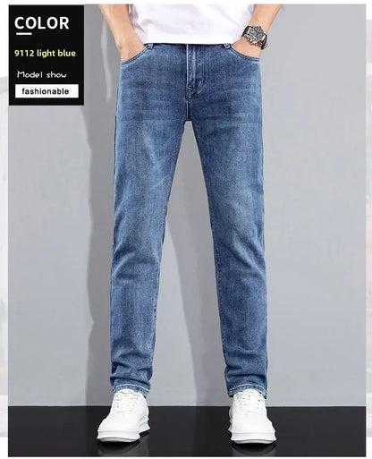 Autumn Winter New Men's Micro Elastic Straight Leg Denim Pants with Shape Skin Friendly Business Men's Pants in Multiple Sizes