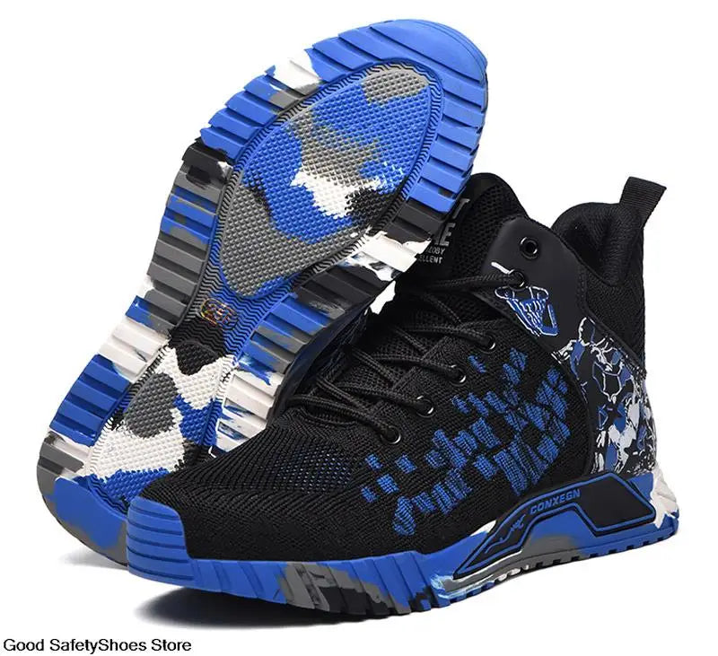 Work Safety Boots Men Work Shoes Steel Toe Safety Shoes Men lightweight Indestructible Boots Anti-puncture Work Sneakers Male