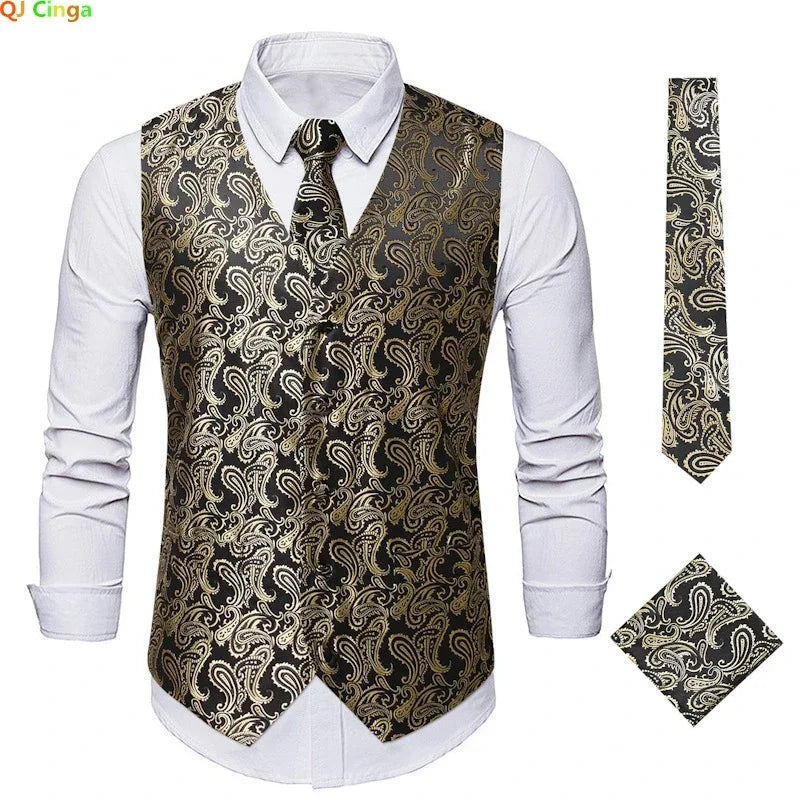 Red Men's Single Breasted V-Neck Sleeveless Vest Jacket, Wedding Party Vests, White Black Blue Green Waistcoat With tie and