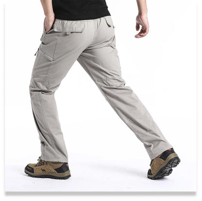 Summer Thin Cotton Overalls Men's Multi-Pocket Loose Large Size Work Pants Spring And Autumn Outdoor Sports Casual Pants