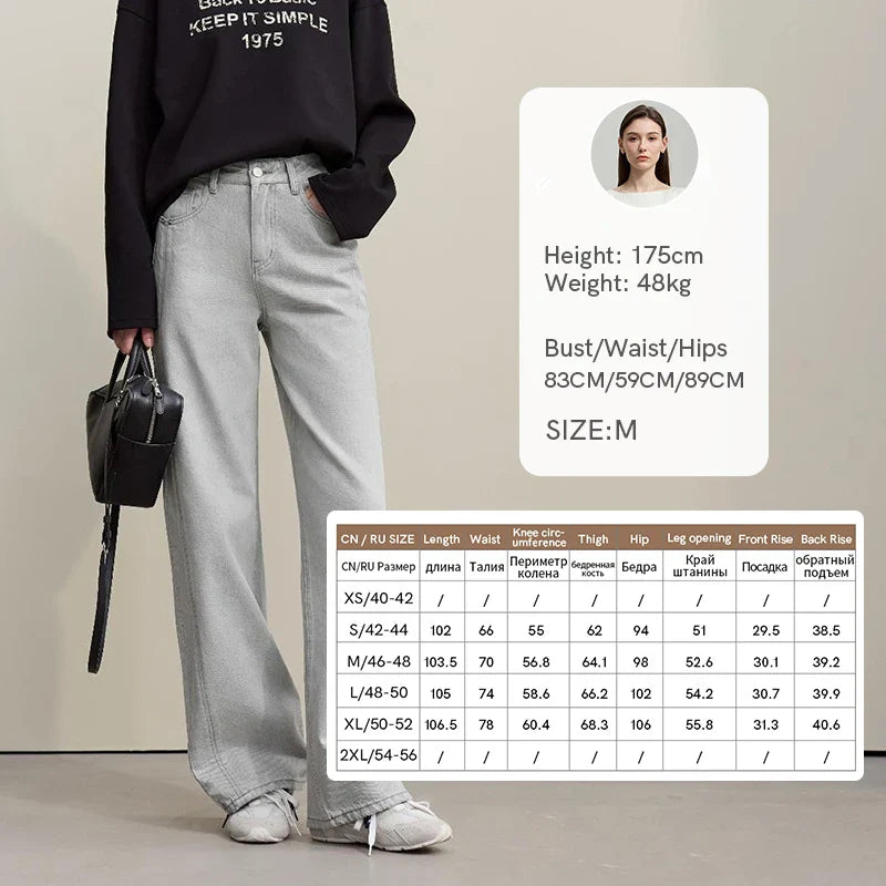 Women's Jeans 2026 Spring New Casual Solid Color Cotton Straight Women's Pants Versatile Long Denim Trousers 12621038