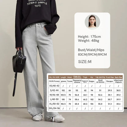 Women's Jeans 2026 Spring New Casual Solid Color Cotton Straight Women's Pants Versatile Long Denim Trousers 12621038
