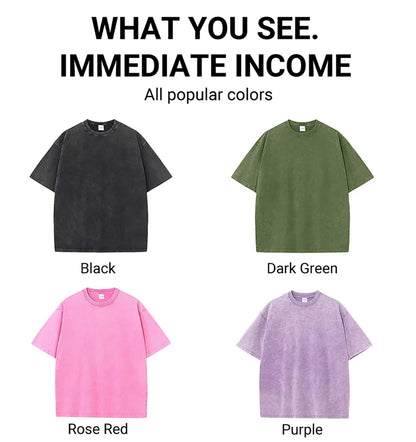Here Comes The Apocalypse Ufo Washed Retro Men Clothing Oversized Quality Streetwear Fashion Cotton Tops Casual Loose T-Shirt