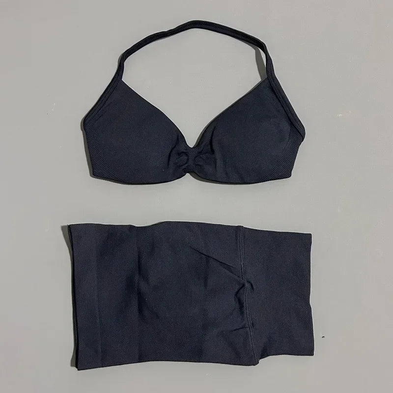 2PCS HISTELLO Seamless Gym Yoga Set Push Up Bra Scrunch Butt Lift Leggings Body Shaping Breathable Comfort Yoga Women Wear