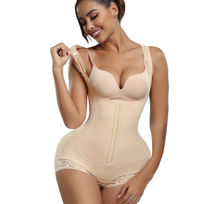 Bodysuit Shapewear Women Tummy Control Butt Lifter Faja Body Shaper Open Crotch With Hooks Design