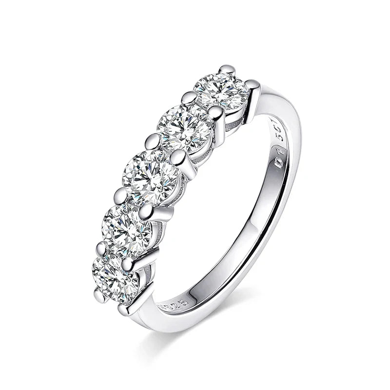 White Gold D Color 4mm Moissanite Ring for Women 1.5CTTW Stone Match Diamond Wedding Band Bride S925 Sterling Silver