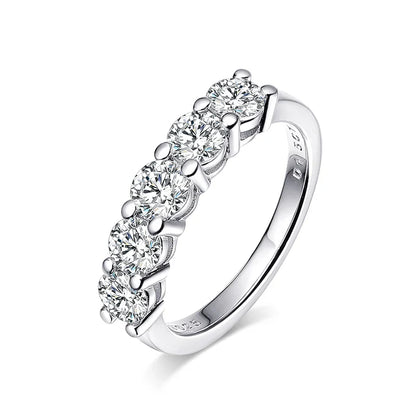 White Gold D Color 4mm Moissanite Ring for Women 1.5CTTW Stone Match Diamond Wedding Band Bride S925 Sterling Silver