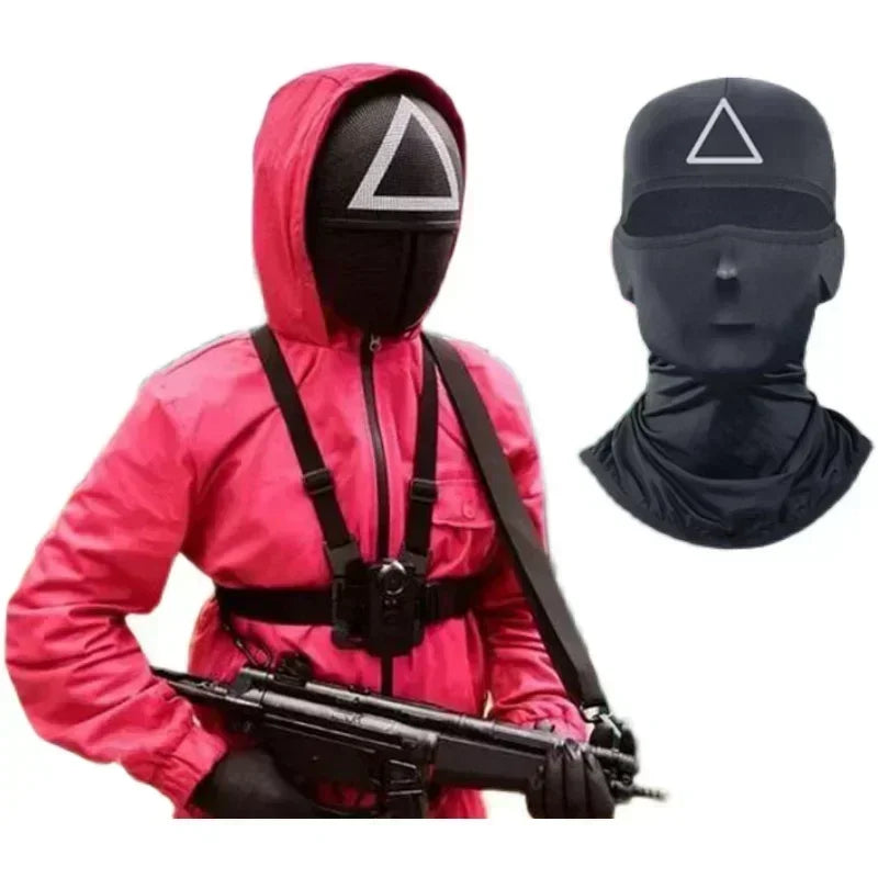 Kids Red Game Jumpsuit Cosplay Party Tracksuit Outfits Props Role Play Classic Costume Belt Full Mask Set
