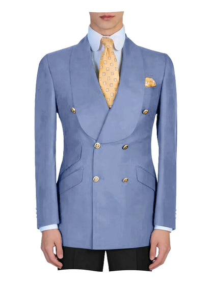Mens Mint Green Double Breasted Blazer Slim Fit Shawl Collar Formal Sport Coat with Gold Buttons for Groom Prom Business Casual