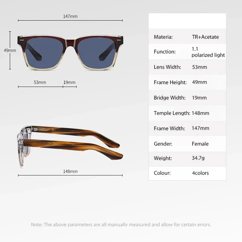 2026 New Fashion square polarized Unisex Sunglasses men women acetate Frame uv400 Sun Glasses