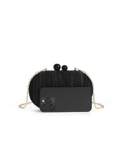 Elegant Satin Pleated Handbag 2025 New Niche Design Bridal Princess Ladies' Evening Bag Ceremony Cloth Round Purses and Clutches