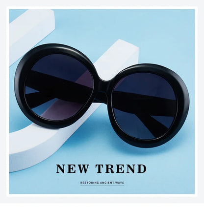 Retro Big Round Frame Sunglasses Lady Oversized Fashionable Street View Sunglasses Beach Resort Sunglasses