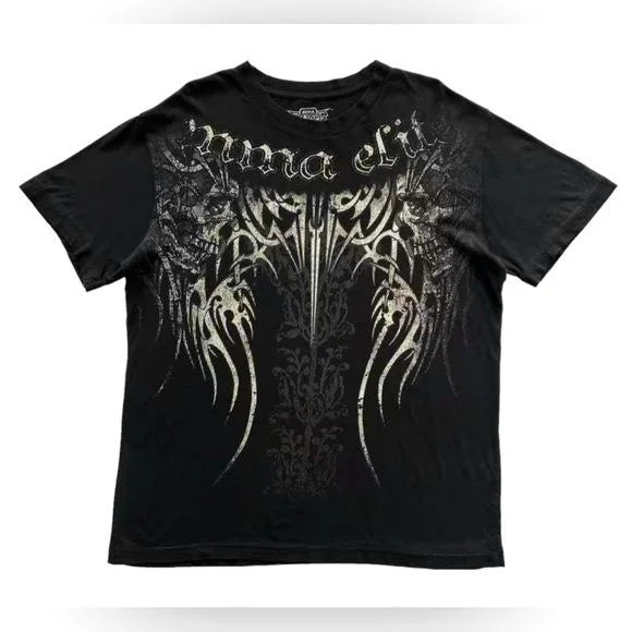 Retro Xtreme Angel Wing Men Yellow Short Sleeves Harajuku High Street American Fashion T-shirt Man Women Summer Tops
