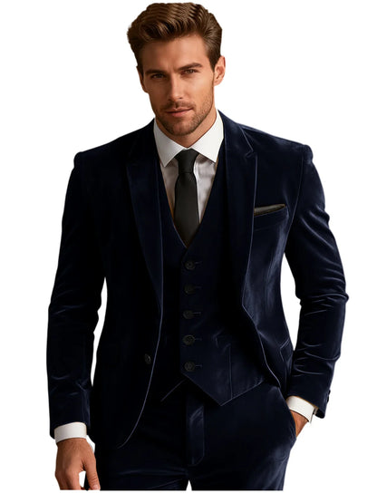 Elegant Wedding Men's Suit Business Tuxedos Formal 3 Piece Set Jacket Vest Pants Single Breasted Men Sport Coats Blazers