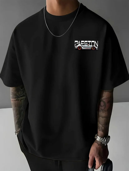 Men's Summer T-shirt with Top-level Racing Element Pattern Print 100% Cotton Breathable Round Neck Trendy Street Style Fashion