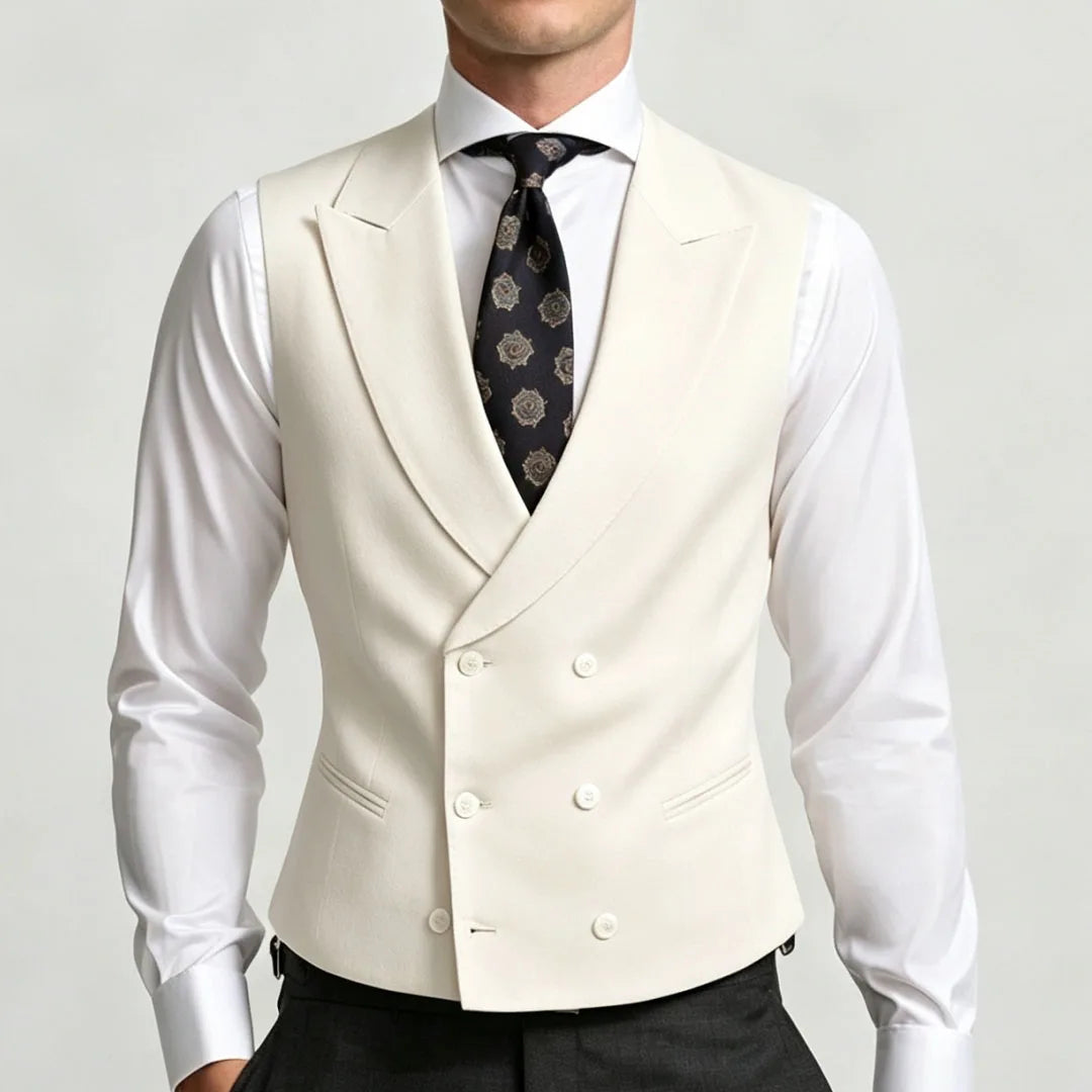 Men Vest Sky Blue Double Breasted Solid Waistcoat For Wedding Banquet Business Party Work Office Casual Daily Men Suit Vest
