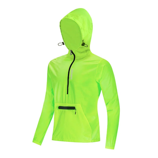 Spring Men Bike Windbreaker Water Repellent Half Zip Jacket Pullover Packable Windproof Hooded Cycling Jacket