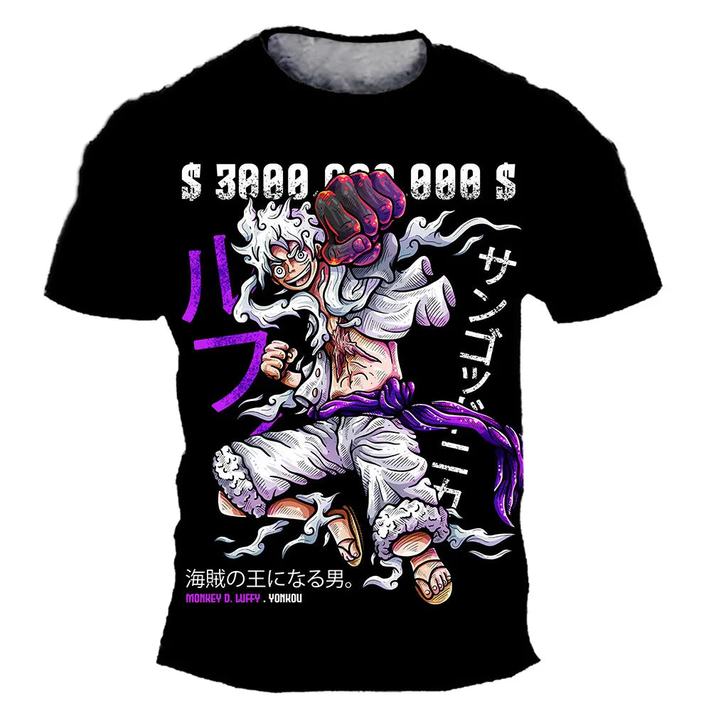 New Japanese anime One Piece cartoon children's adult 3D printed top T-shirt One Piece Dragon Ball boy cartoon top T-shirt