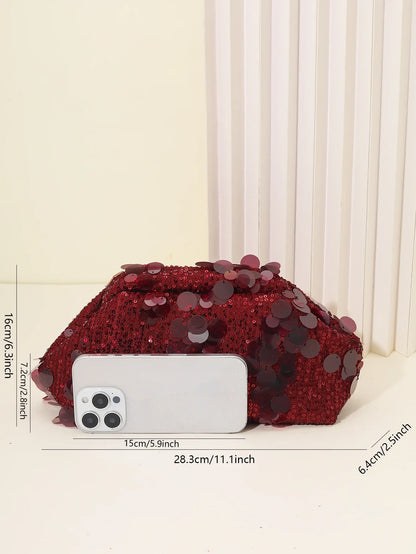 Dinner bag Fashion sequin messenger bag Women's simple handbag, large sequin clutch bag Versatile chain shoulder messeng  bag
