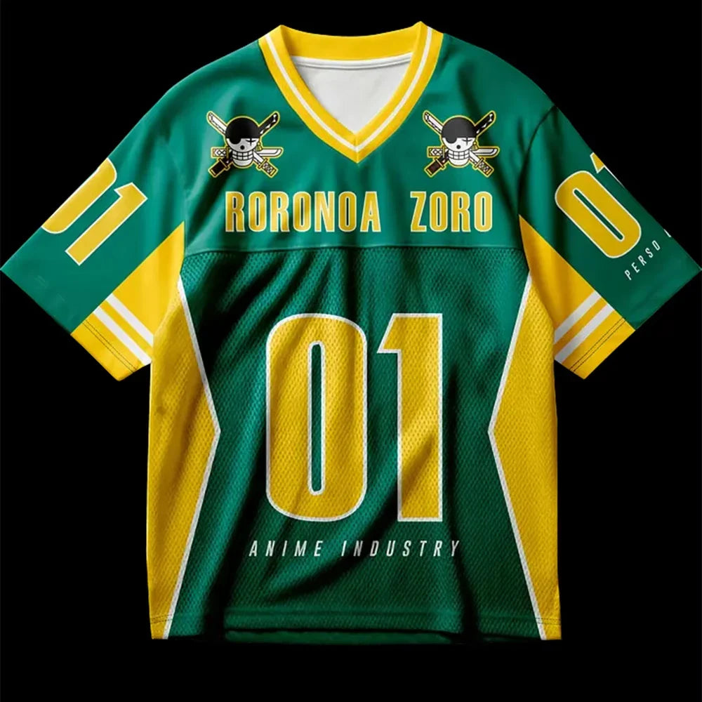 2026 Summer Children's One Piece Anime Jersey Camiseta Zoro Oversized Y2k Fashion Casual Sports T-Shirt For Men And Women Tops