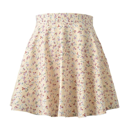 Summer new women' floral print skirt high waist umbrella mini skirt Female invisible zipper chiffon print short skirt women 2022