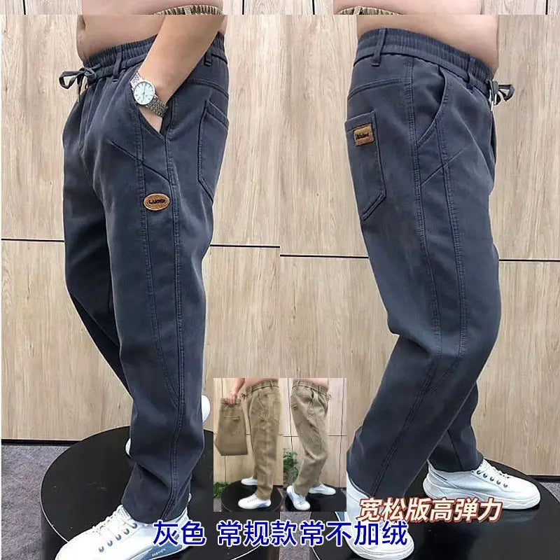 Autumn Pants Men's Jeans Men's Trousers Loose Versatile Autumn Winter High-waist Middle-aged Stretch Harem Pants