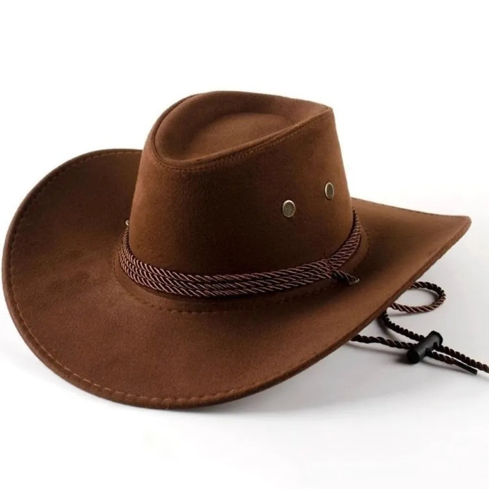 Fashion Western Style Western Cowboy Hat Ethnic Style Large Brim Felt Fedora Hats Grassland Sun Hat Unisex
