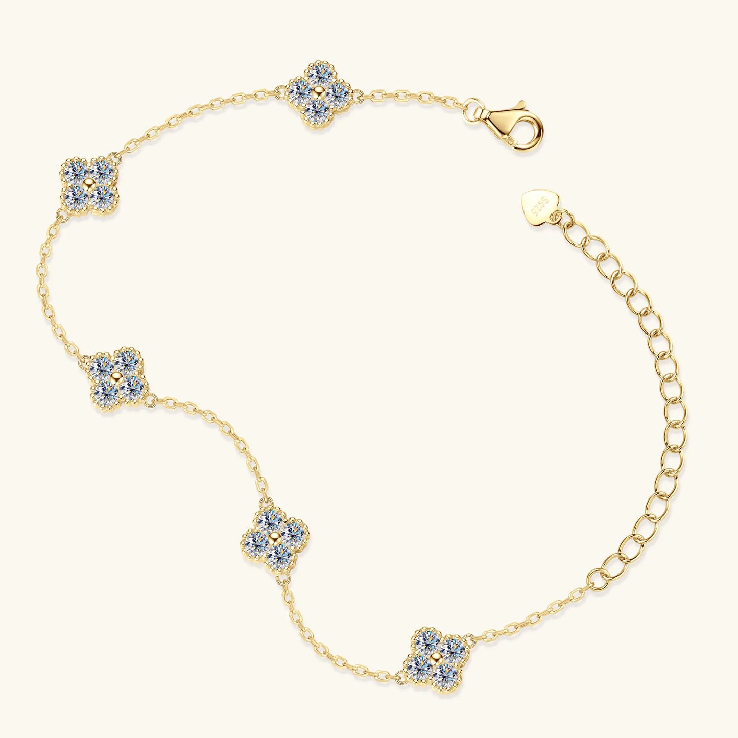 3mm Certified Moissanite Pendant Necklace for Women Classic Clover Flower Neck Chain 100% Pure 925 Silver Chain Charm