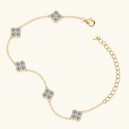 3mm Certified Moissanite Pendant Necklace for Women Classic Clover Flower Neck Chain 100% Pure 925 Silver Chain Charm