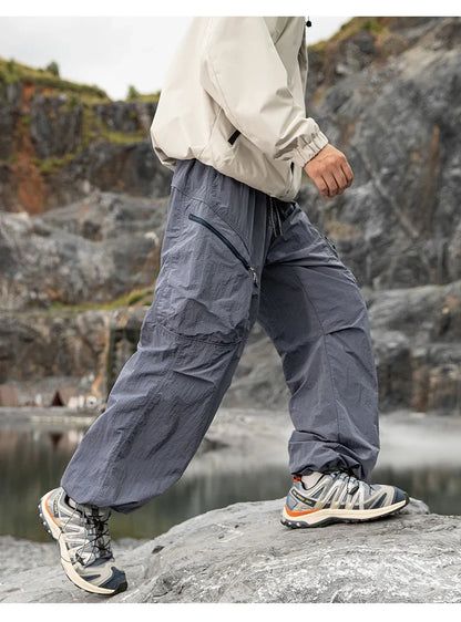 Male Hiking Pants Outdoor Waterproof Mountaineering Sports Trousers Autumn Elastic Waist Breathable Camping Fishing Cargo Pants