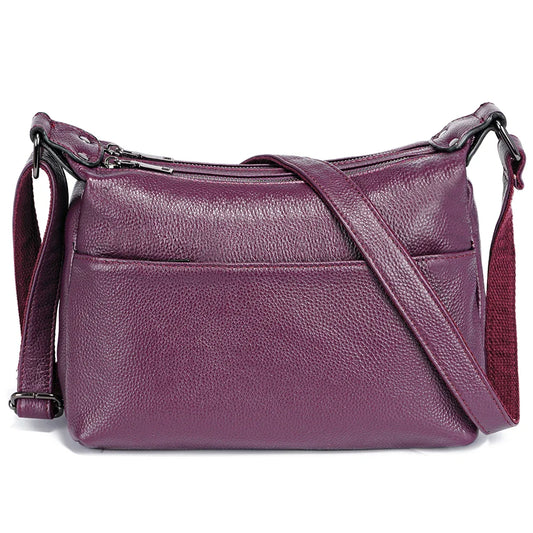 Elegant Genuine Leather Women's Shoulder Bag Trendy Crossbody Messenger Bag for Ladies Dark Red Blue 100% Satchels Hobo