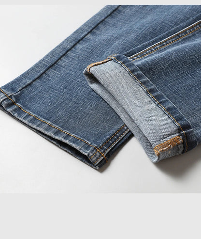 2024 Cotton Stretch Jeans Men Classic Retro Straight Slim Straight Trouser Male Korea Brand Clothing Denim Pants Plus Size 40