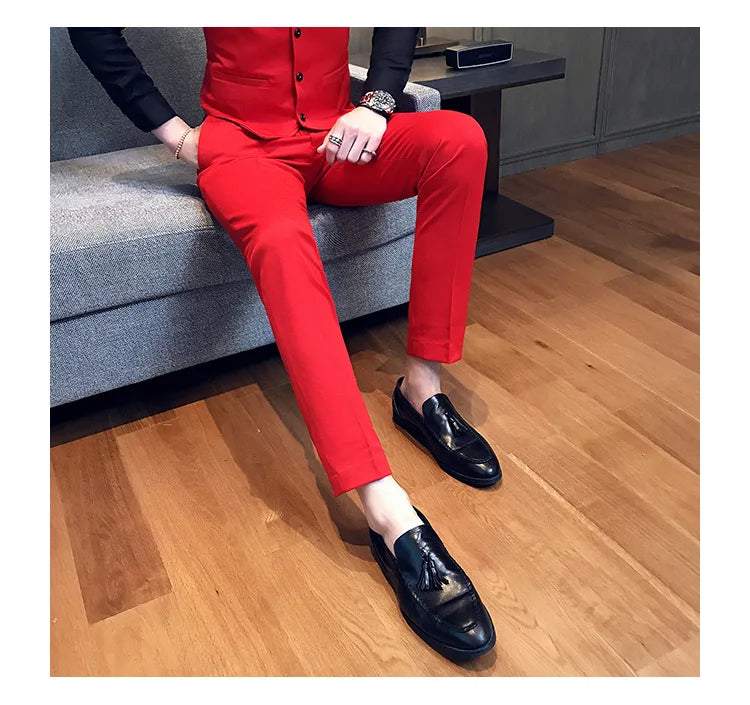 2022 Spring Summer New Men Suit Pants Solid Color Casual Business Dress Pants Slim Fit Trousers Formal Men Social Casual Pants