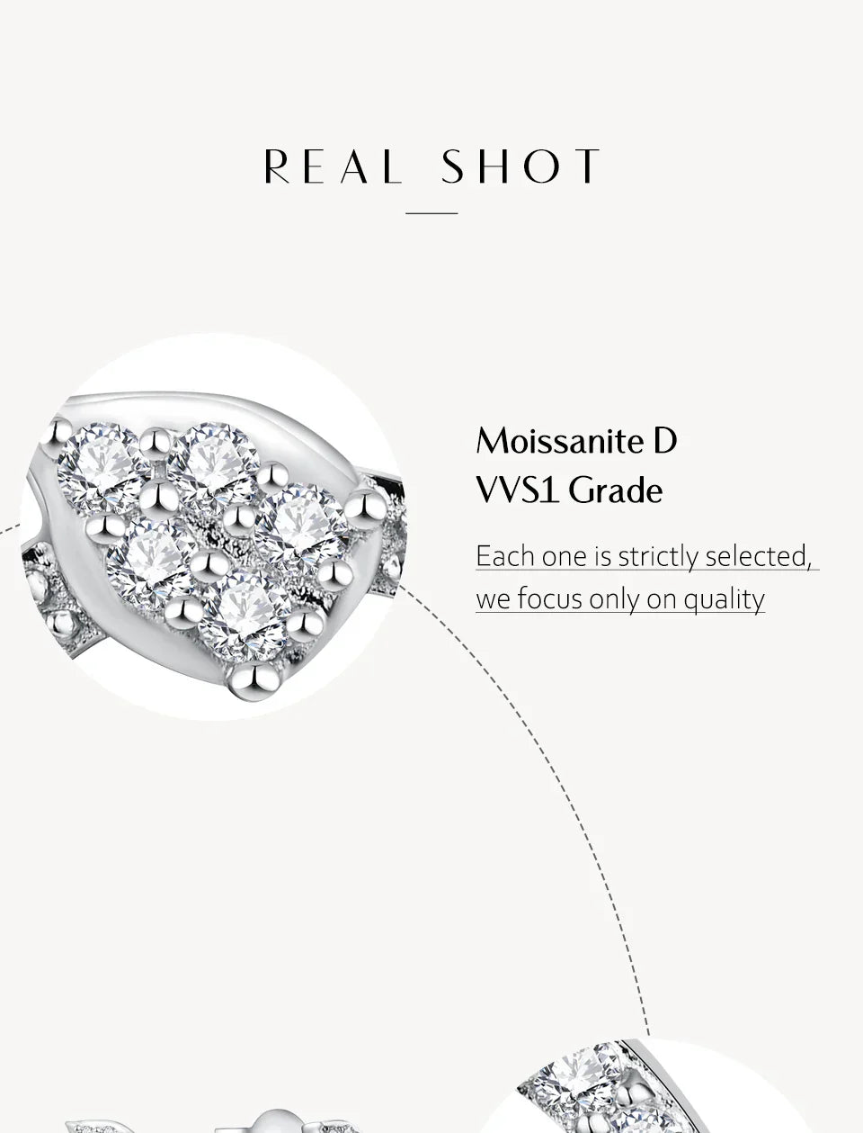 Classic D VVS1 Color Moissanite Stud Earrings for Women Solid 925 Sterling Sliver Engagement Wedding Jewelry Party Gift