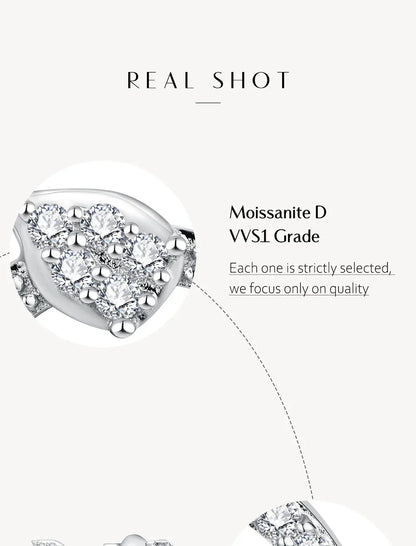 Classic D VVS1 Color Moissanite Stud Earrings for Women Solid 925 Sterling Sliver Engagement Wedding Jewelry Party Gift