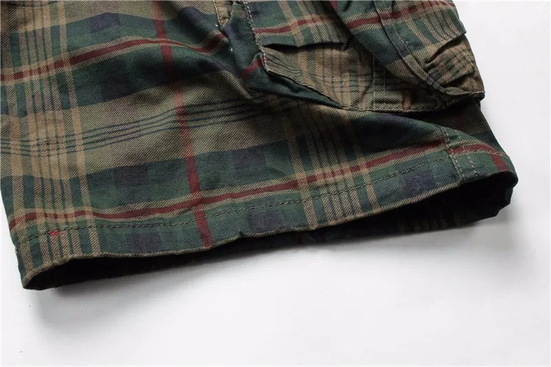 2026 Summer Men Shorts Fashion Plaid Beach Shorts Mens Casual Shorts Military Short Pants Male Bermuda Cargo Overalls No belt