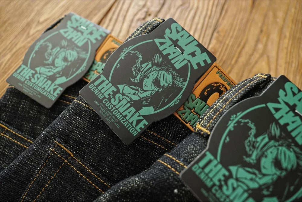 Mens Jeans Sanforized Selvedge Denim Jeans Limited EditionDouble-sided Dyeing 66 Fit 20 Oz