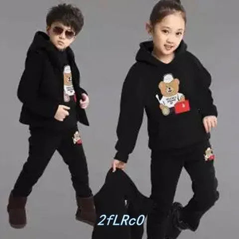 Boy Girls Fall Winter Thick Warm Clothing Set 3 Pcs Sweatshirt +Pants+Vest Cartoon Outfits Children Tracksuit School Uniform