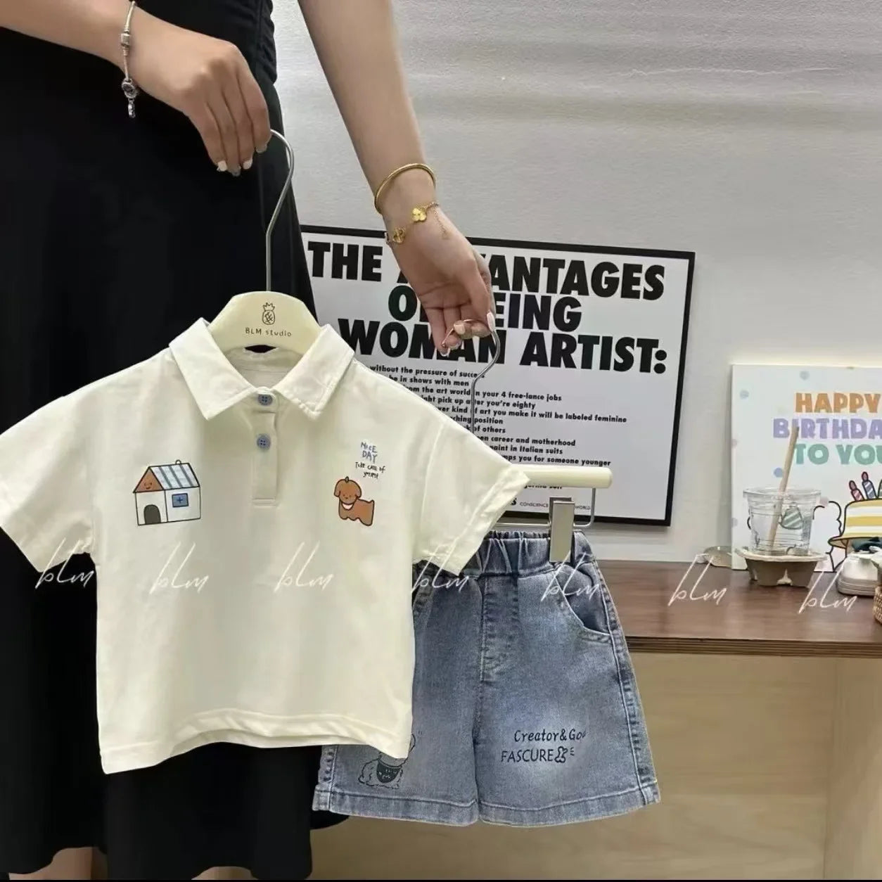New Toddler Summer Baby Boys Clothes Suits Children Cartoon Polo T-Shirt + Denim Shorts 2Pcs/Set Infant Kids Fashion Tracksuits