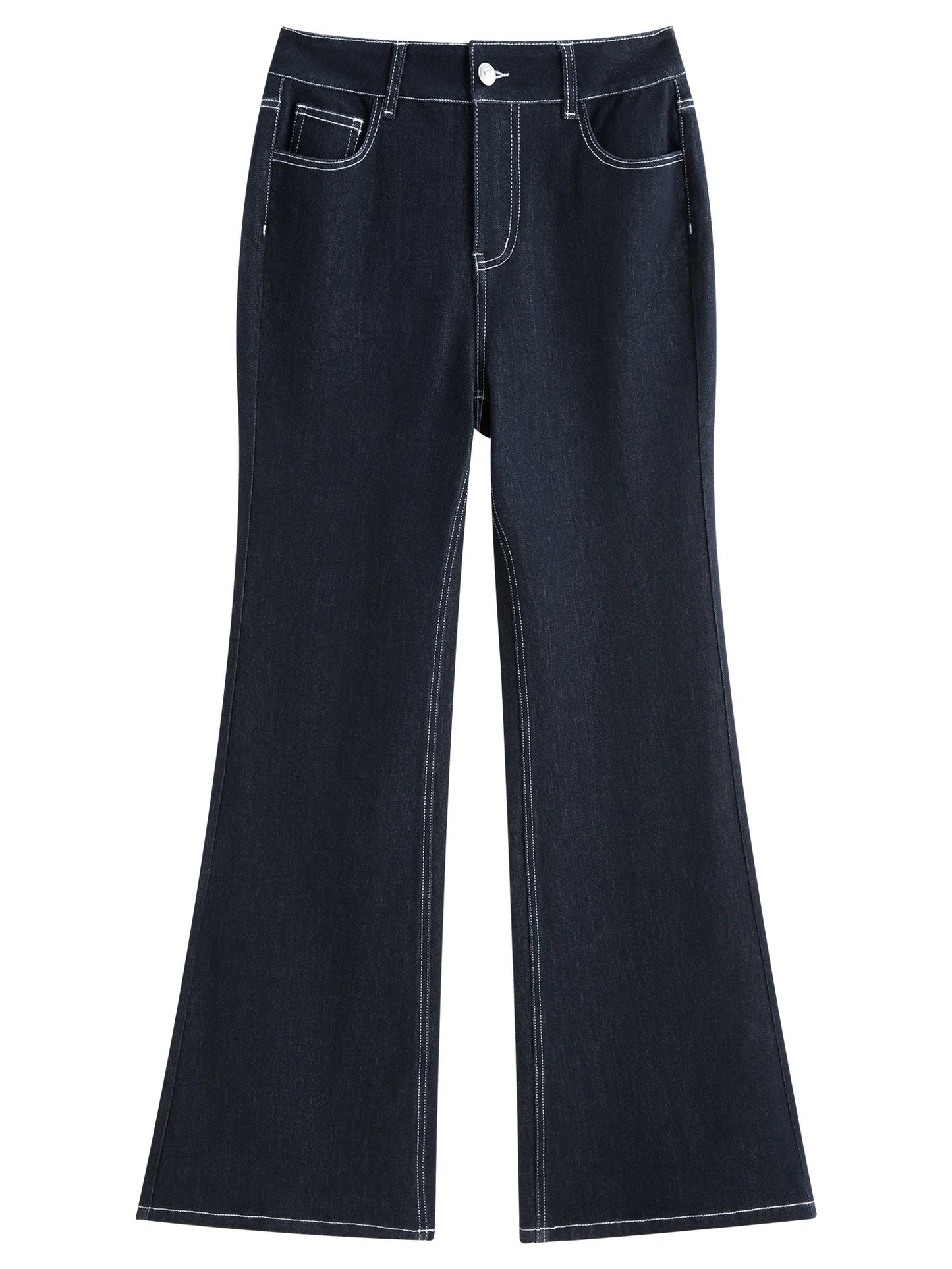 Elastic Waist Straight Slim Flared Jeans for Women 2025 Autumn New Arrival Y2K Chic Style Cotton Soft Jeans 25FS13143
