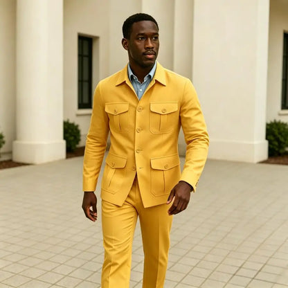 Sage Green Linen Safari Suit Men Summer Lightweight Two Piece Set Casual Wedding Groom Wear Beach Party Mens Fashion XS-3XL