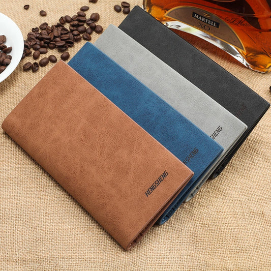 Portefeuille long pour homme, fin, en cuir souple givré de style vintage, porte-monnaie personnalisé pour étudiant, porte-billets 2025