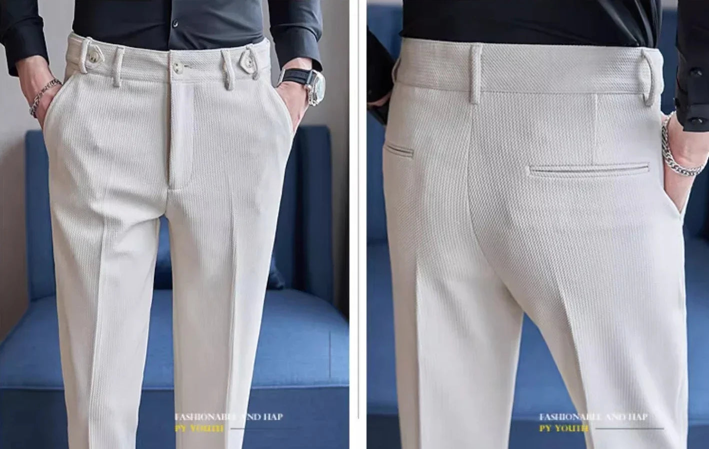 Yellow Men's Suit Pants, Fashion Slim Dress Trousers ,White Black Blue Green Pantalones Hombre Fall/Winter Male Pant, 2025 New