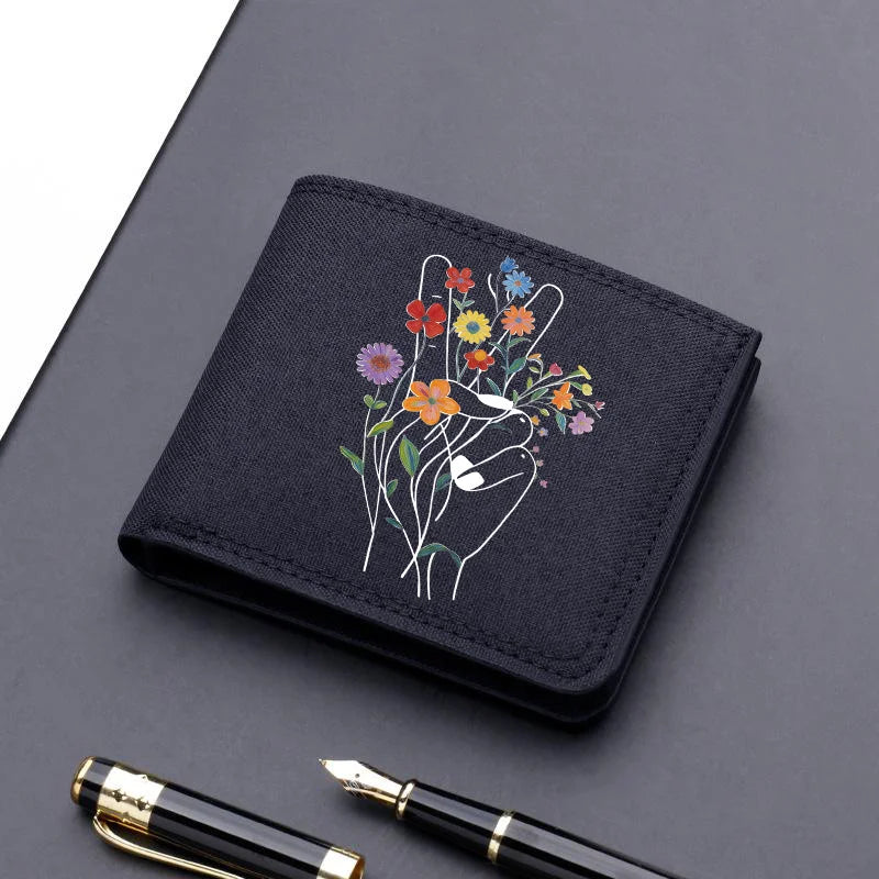 Horse Dragon Pattern Canvas Boy Girl Kids Wallet Black Card Holder Male Money Bag Bank Holder Short Purse Credit Card Case Bag