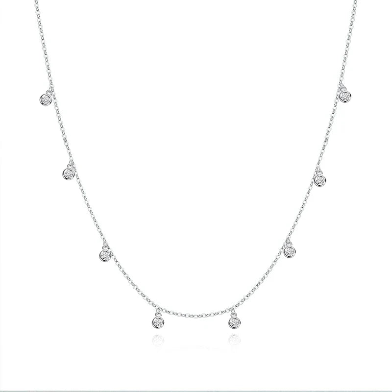 Certified Bubble 8 Stone 100% Real Moissanite Necklace Pendant Classic Women's Neck Chain Sterling Silver 925 Plated 18K