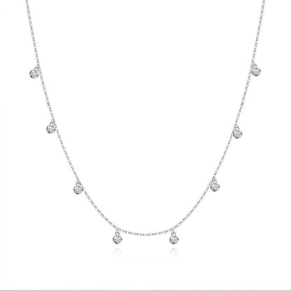 Certified Bubble 8 Stone 100% Real Moissanite Necklace Pendant Classic Women's Neck Chain Sterling Silver 925 Plated 18K